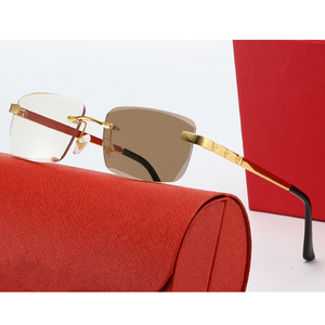 Lunettes <span class=keywords><strong>de</strong></span> soleil photochromiques carrées sans monture 02815 avec verres transparents à découpe <span class=keywords><strong>de</strong></span> bord, changement <span class=keywords><strong>de</strong></span> couleur bleu-gris, protection UV400, avec logo - Product Image 6
