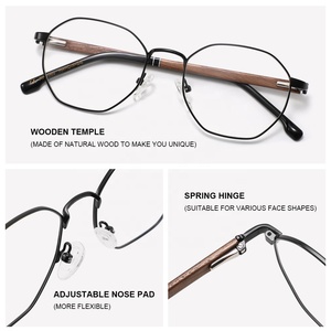 Gọng Kính Mắt Bằng Gỗ Acetate Cổ Điển, Gọng Kính Mắt Hình Tròn Bằng Thép Không Gỉ - Product Image 2
