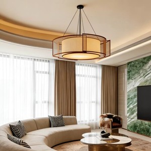 Lámpara de techo de estilo chino, redonda, 60cm, 80cm, 100cm, 120cm, fuente de luz LED, base de bombilla E27, control de interruptor, luz de techo para sala de estar - Product Image 4