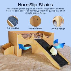 Legno piccoli animali domestici casa di riposo di legno riccio in legno gabbia di porcellini d'India con rampa di arrampicata - Product Image 3