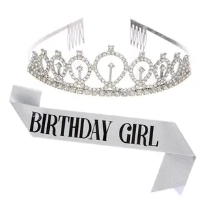 Профессиональная Заводская повязка на голову и пояс набор украшений на день рождения набор украшений для дня рождения девушки и королевы бриллиантовые короны