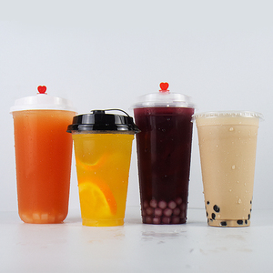 Gobelets à café et à thé Boba en plastique PP transparent de qualité alimentaire, personnalisables avec logo, avec couvercles, tailles personnalisées, impression UV/sérigraphie - Product Image 1