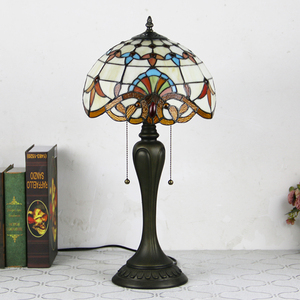 LongHuiJing 12Inch Stained Glass <strong>Table</strong> Lamp Resin Pedestal Base E26E27 Baroque Shades Blue Yellow Purple White Factory Wholesale - Product Image 5