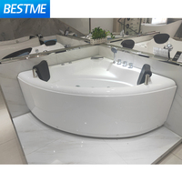 Baignoire de luxe en acrylique pour hôtel, 1,3 m, double, avec oreiller, douche massante, spa intérieur, bain à remous