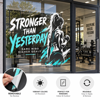 Autocollant de vitrine de salle de sport en vinyle amovible personnalisé pour affichage en gros