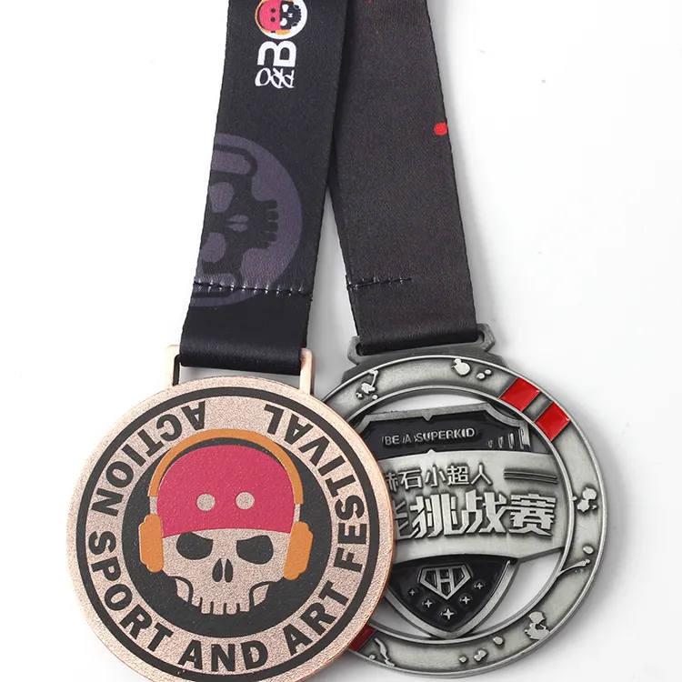 En kaliteli fiesta trophy ile toptan altın çinko alaşım spor madalya boş özel 3d metal madalya