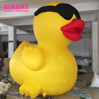 Canard gonflable pour décoration de fête, canard gonflable avec chapeau et lunettes noires