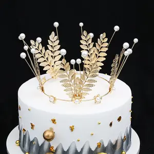 Offre Spéciale de gâteau filles diadèmes perle décor feuilles Design pour mariée mariage fête boulangerie bricolage gâteau décoration couronne