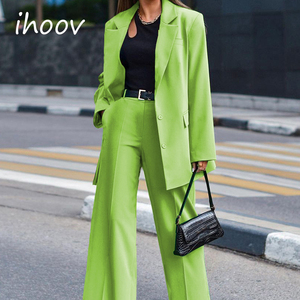 IHOOV décontracté veste à bouton unique costume deux pièces ensemble costumes pour femmes se sépare - Product Image 1