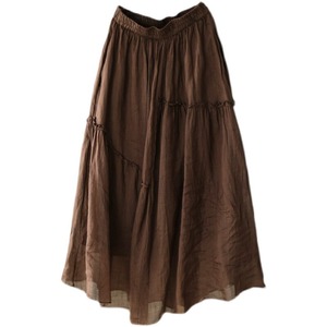 Nouvelle collection été 2026, vente en gros : Jupe midi en coton et <span class=keywords><strong>lin</strong></span> à ourlet asymétrique, style Mori Girl <span class=keywords><strong>japonais</strong></span>, élégante, double couche, coupe trapèze évasée, style féerique - Product Image 5