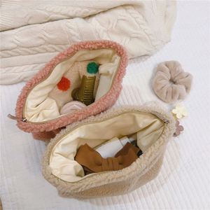 Stock Customize Logo Soft Cute Makeup Pouches Teddy Portable Travel Zipper Terry Plush <b>Toiletries</b> <b>Kids</b> Cosmetic <b>Bags</b> - Product Image 2