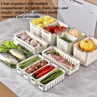 Hete groente- en fruitorganizer, plastic koelkast opbergbox met afdruipbak, keuken- en koelkastorganizer