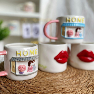 Unique Hand-Painted Couple Mugs Ceramic <b>Coffee</b> Mug <b>Gift</b> Mug for Lover - Product Image 3