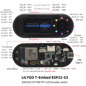 LILYGO T-Embed ESP32-S3 맞춤형 컨트롤 패널 매크로 노브 내장형 개발 보드, 1.9인치 LCD 디스플레이 화면 및 16MB 플래시 포함 - Product Image 6