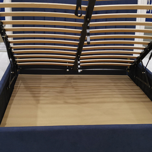 Cama Moderna Italiana King Size con Estructura Nórdica Azul, Tapizada en Lino, con Almacenamiento, para Dormitorio Doble/Queen/Villa - Product Image 5