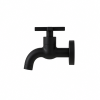 Keran Dinding Modern Berbahan Kuningan dengan Gagang Seng untuk Mesin Cuci dan Wastafel, Finishing Hitam, untuk Penggunaan Air