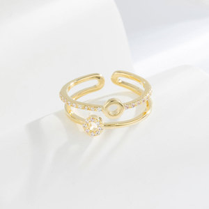 Double Layered Open Ring Geometric Shape Pave Setting Index Finger Ring Everyday Wear - Product Image 4
