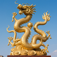 Grande Statue de Dragon Chinois en Bronze Personnalisé Métal Sculpté Coulé Style Traditionnel Décoration de Jardin Extérieur