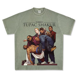 2Pac <span class=keywords><strong>Tupac</strong></span> ha sfangato la t-shirt Hip Hop stampata omaggio 100% cotone modello di carattere intrecciato europeo High Street americano - Product Image 4