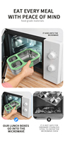RVS Bento Box voor Kinderen, 3 compartimenten, lekvrij, vaatwasserbestendig, BPA-vrij, blauw, 1-3L inhoud, voor school en kantoor