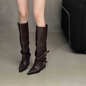 Women Knee High <b>Boots</b> Ladies Fashion <b>Boots</b> 2025 Autumn and Winter New Two-way Thick-soled Pleated Stacked <b>Boots</b> for Girls - Product Image 3