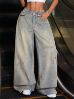 Jeans droits style rue haute pour femmes pantalons en jean décontractés Style petit ami simple lavable