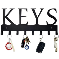 Porte-manteau mural multifonctionnel en acier au carbone à un seul niveau, avec crochets élégants à motif lettre, pour vêtements et clés