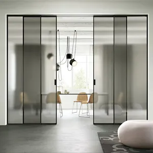 Modern alüminyum alaşımlı sürgülü kapılar termal yalıtım iç cam kapılar otomatik kayar kapı Villa daire için