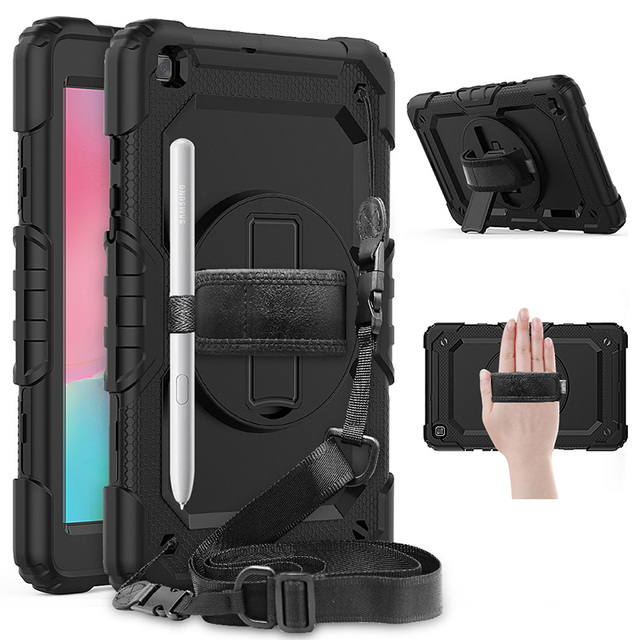 For Samsung Galaxy TAB A 8.0 2019 SM-T290 T295 Rugged case With Hands Strap 360 Rotate Stand