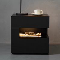 Table de chevet moderne en bois noir en forme de C, type simple, table de nuit pour chambre à coucher, hôtel, appartement, créative pour meubles de chambre à coucher