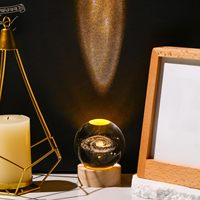 Boule de cristal K9 vierge, système solaire et lune gravés au laser 3D, lampe de nuit, décoration de table, souvenir, artisanat en cristal