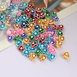 Cuentas de Vidrio en Forma de Corazón con Puntos de Colores, Estilo Lampwork, para Bisutería, Suministros de Joyería - Product Image 4