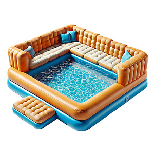 Matelas flottant <span class=keywords><strong>gonflable</strong></span> en PVC personnalisé pour piscine, station de restauration aquatique, canapé, table de fête, <span class=keywords><strong>lit</strong></span> de repos avec parasol complet - Product Image 3