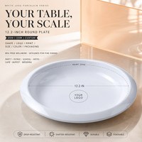 Assiette de table ronde creuse en mélamine aspect jade blanc de 12,2 pouces, résistante aux chocs, pour fêtes, fabrication OEM/ODM sur mesure
