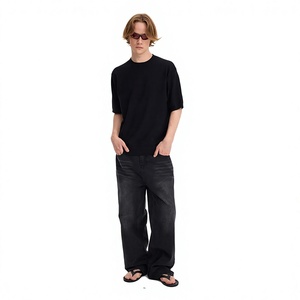 Jean en denim déchiré coupe droite pour homme, taille mi-haute, coupe slim, en coton tissé, style décontracté automne, prix abordable - Product Image 2