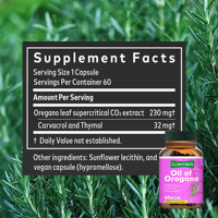Cápsulas de Aceite de Orégano de Marca Privada en Oferta, Suplemento Herbal para Apoyo Muscular, Información Nutricional del Suplemento de Aceite de Orégano en Cápsulas