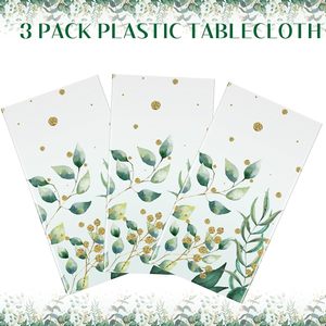Sagegroene plastic wegwerp <span class=keywords><strong>tafelkleed</strong></span> met bladmotief, rechthoekig, 54"x108" voor babyshower decoraties - Product Image 2
