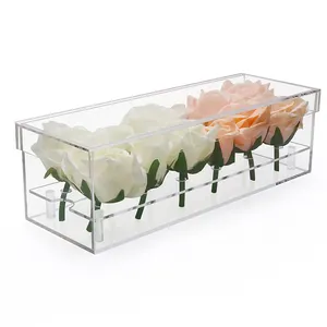 Transparent Acrylic Rectangular Flower Arrangement Box High - Grade Packaging Gift Box Rose Packaging Crisper