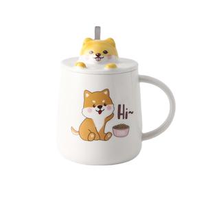 Trianglelyi — tasse en céramique pour la maison, tasse Shiba Inu, style dessin animé, pour étudiantes, bureau, <span class=keywords><strong>corgi</strong></span>, couple - Product Image 4