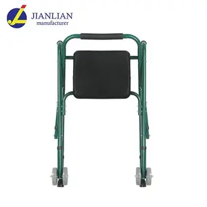 Camminatore anziano in lega di alluminio con ruote aiuti di mobilità regolabili pieghevoli per strumenti di addestramento per sedie per sedili per adulti bastone da passeggio