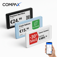 COMPAX RTS - Cartel Digital Electrónico de Tinta Electrónica de 3.7 Pulgadas y 4 Colores para Interiores, con Bluetooth, IP65, Bajo Consumo, SDK, Pantalla de Bienvenida, 1 Año de Garantía