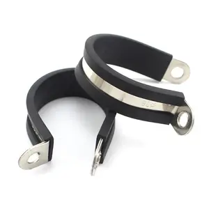New design high precision customized size p type hose lined pipe clamp with rubber