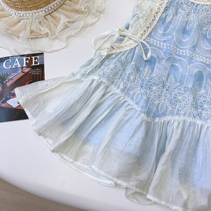Vestido de Verano 2025 para Niñas, Estilo Coreano Occidental, Falda en Línea A de Algodón Suave, Vestido con Mangas Abullonadas para Niñas Pequeñas - Product Image 6