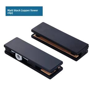 Grampo para Porta de Vidro com Mola de Chão Preta Fosca, Grampo Curvo Superior/Inferior, Acessórios para Grampo de Porta Pequeno (Universal) - Product Image 1