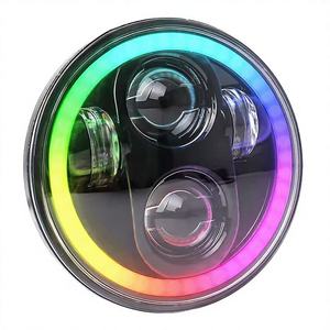 For Blue Tooth App <b>Control</b> 5.75 Inch Front LED Headlight with <b>RGB</b> Halo Ring for Replacement - Product Image 2