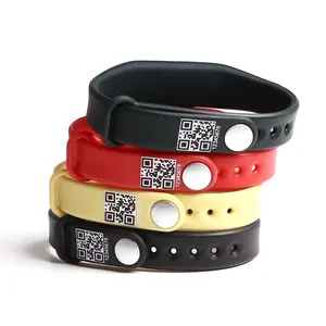 Custom Logo Passive Mifare 1k NTAG 215 Silicone RFID Fitness Bracelet with QR and NFC