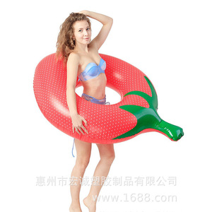 Strawberry Inflatable Swimming Ring Adult Water Float For Pool Beach Party Fun Unisex PVC Floatation Device - Product Image 2