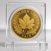 Pièce de monnaie personnalisée en alliage de zinc avec feuille d'or et relief 3D, souvenir commémoratif naturel avec boîte de luxe, sans quantité minimale de commande