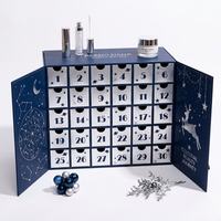 Boîte de calendrier de l'avent de Noël bleu marine, personnalisée, avec 30 petits tiroirs, emballage cadeau en papier pour chocolats et bonbons