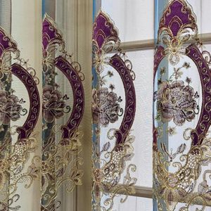 Panel de cortina transparente con ojal Floral bordado de estilo europeo de lujo para sala de estar y dormitorio, cortinas de tul para puerta de vidrio - Product Image 3